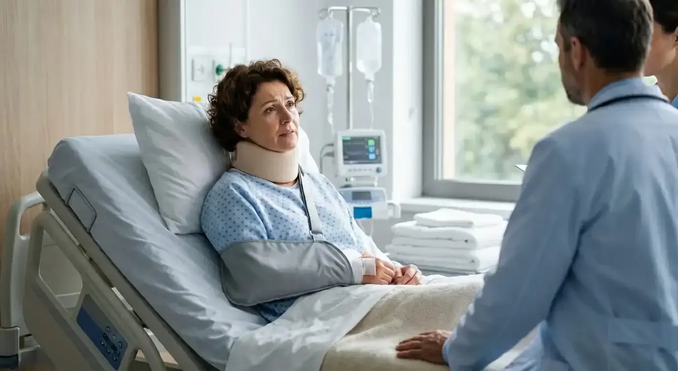 Person receiving medical treatment after serious car accident caused by drunk driver