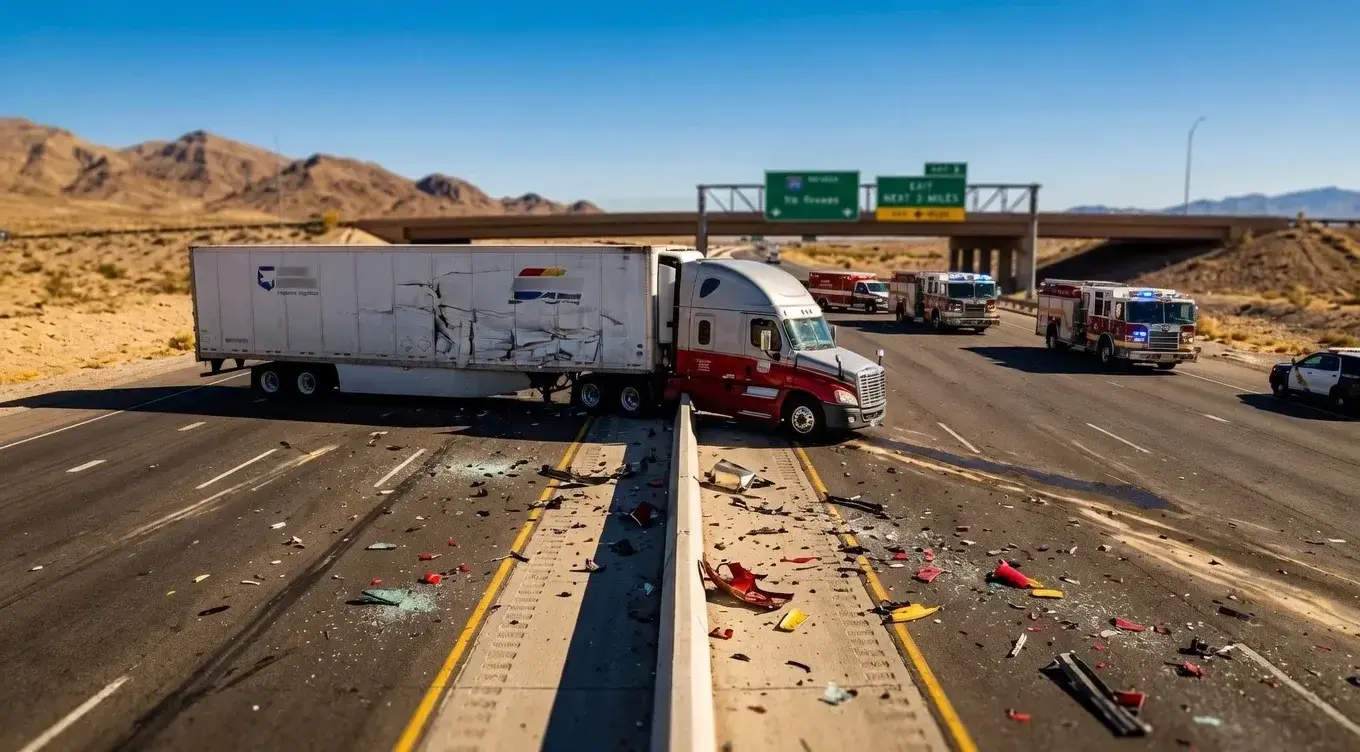 Semi-truck accident on a Las Vegas highway — truck accident lawyer blog post